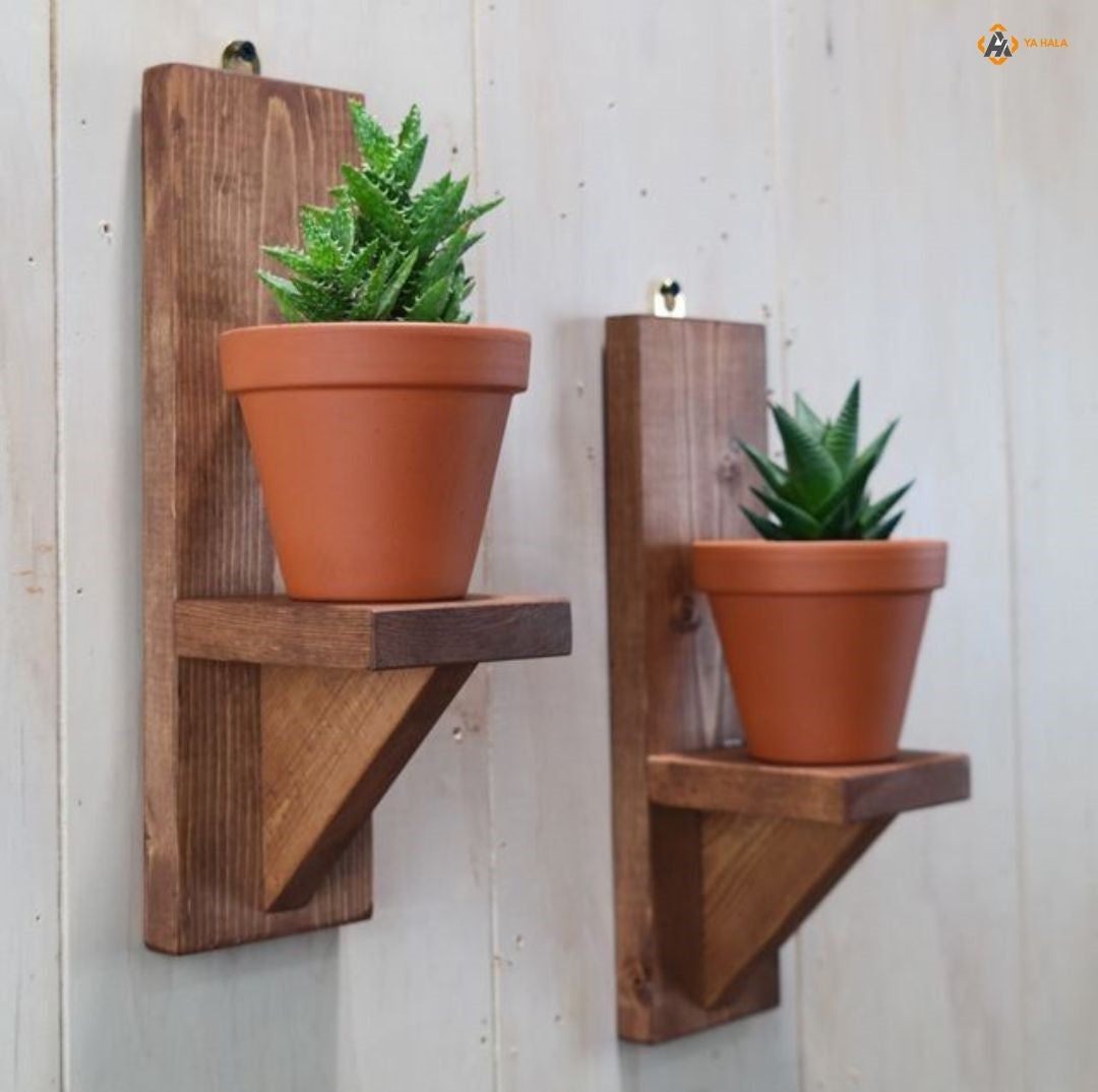 Wooden Wall Plant Shelf