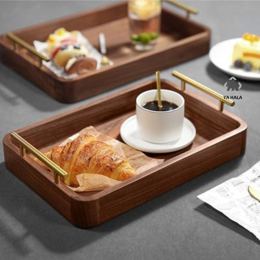 Wooden Serving Tray with Handles