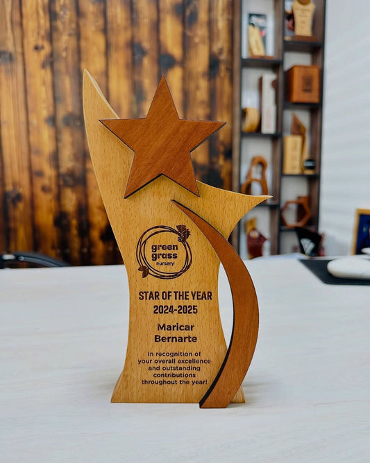 Customized Wooden Excellence Trophy – Premium Recognition Award for the Hospitality Industry