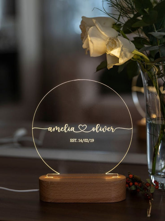 Customizable Photo Engraved Wooden Frame Gift with LED