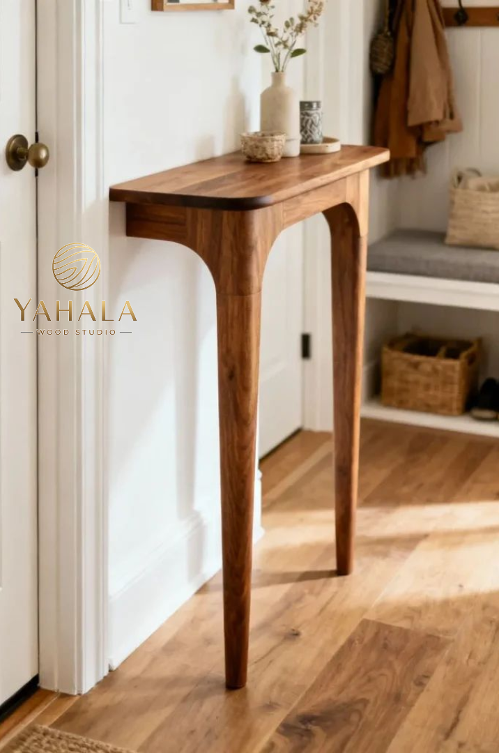 Modern Solid Wood Entryway Console Table | Minimalist Hallway Accent Table