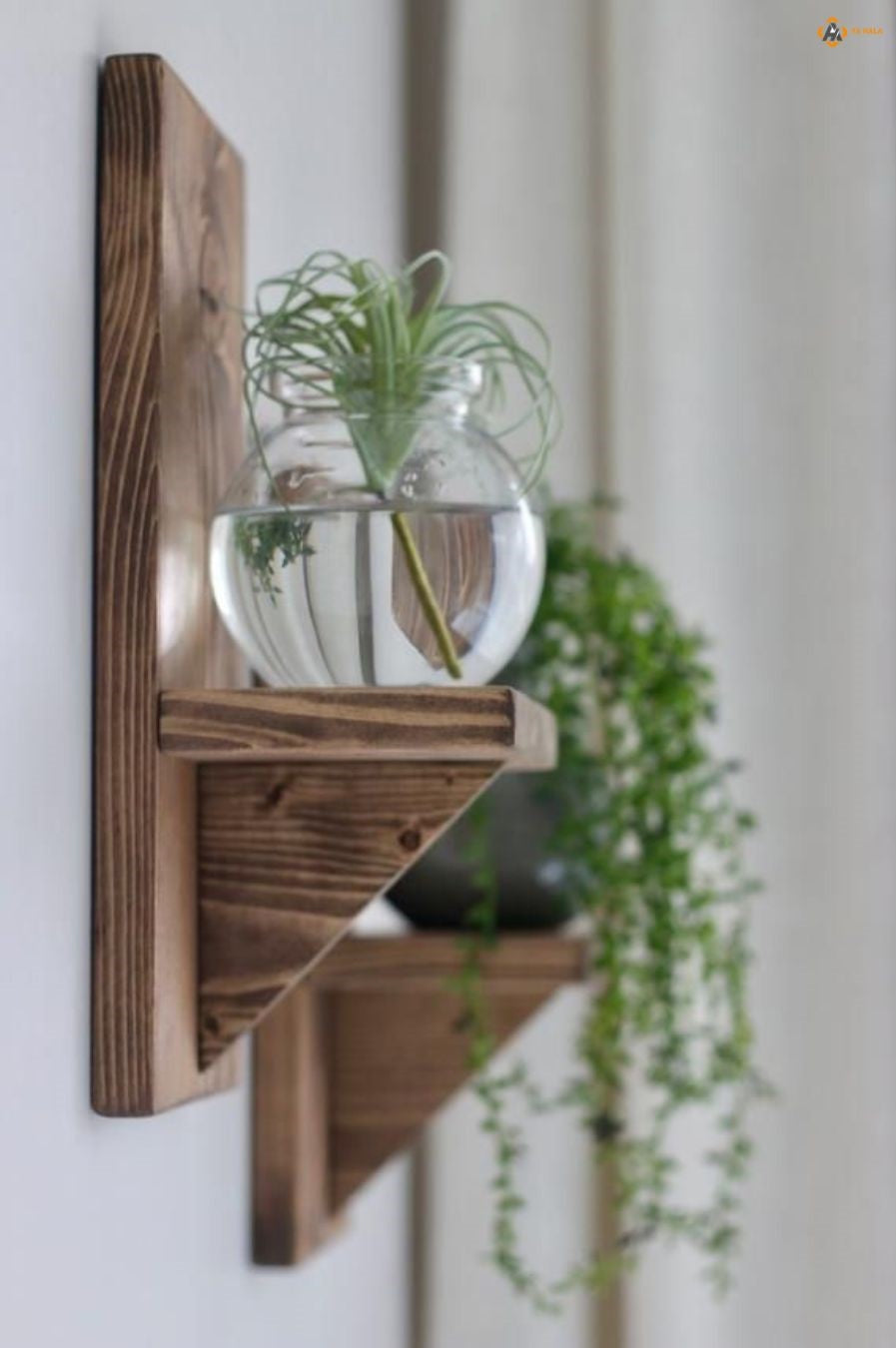 Wooden Wall Plant Shelf