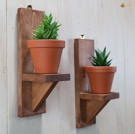 Wooden Wall Plant Shelf