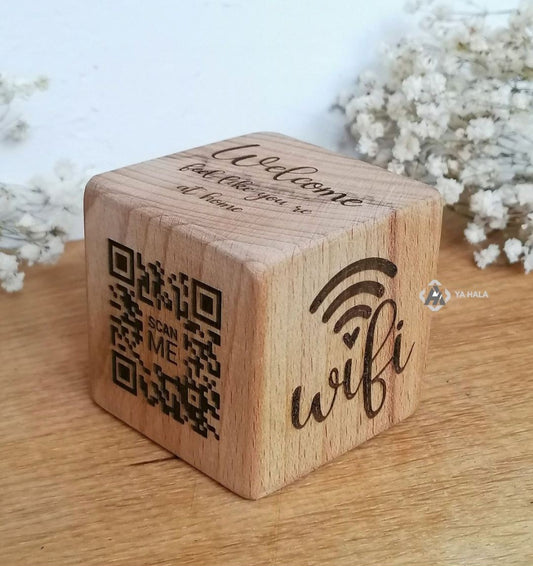 Wooden QR Code & Logo Cube - Your Digital Gateway to Exquisite Dining Experiences