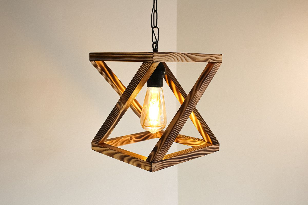 Z Cubic Wood Chandelier Hanging Light